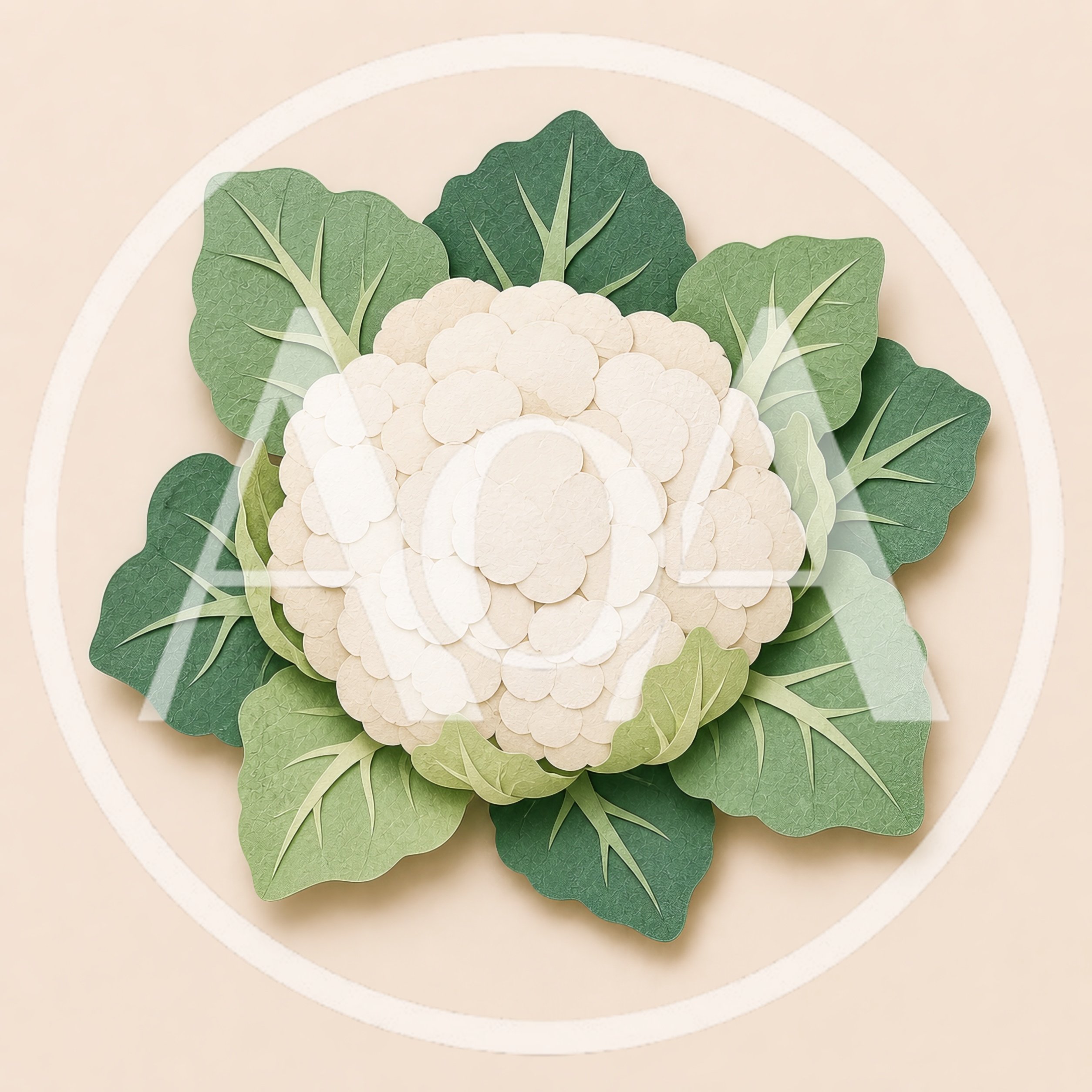 Paper Craft Cauliflower Vegetable Illustration