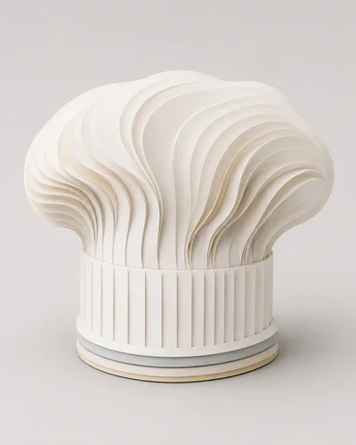 Minimalist Paper Art Chef Hat Sculpture