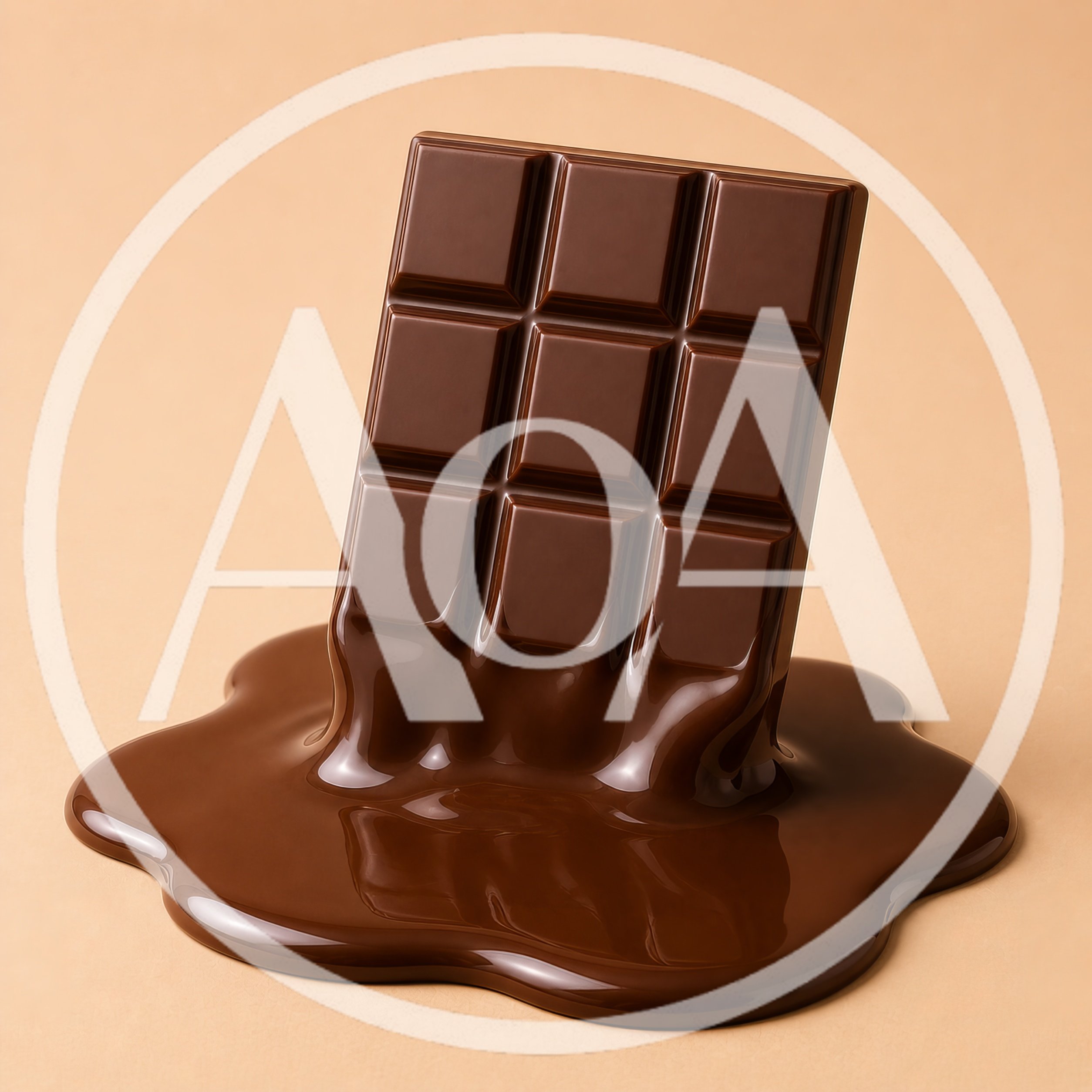 Melting Chocolate Bar on a Solid Beige Background