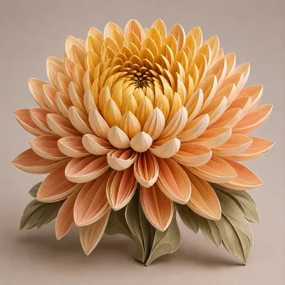 Paper Craft Chrysanthemum Flower Illustration