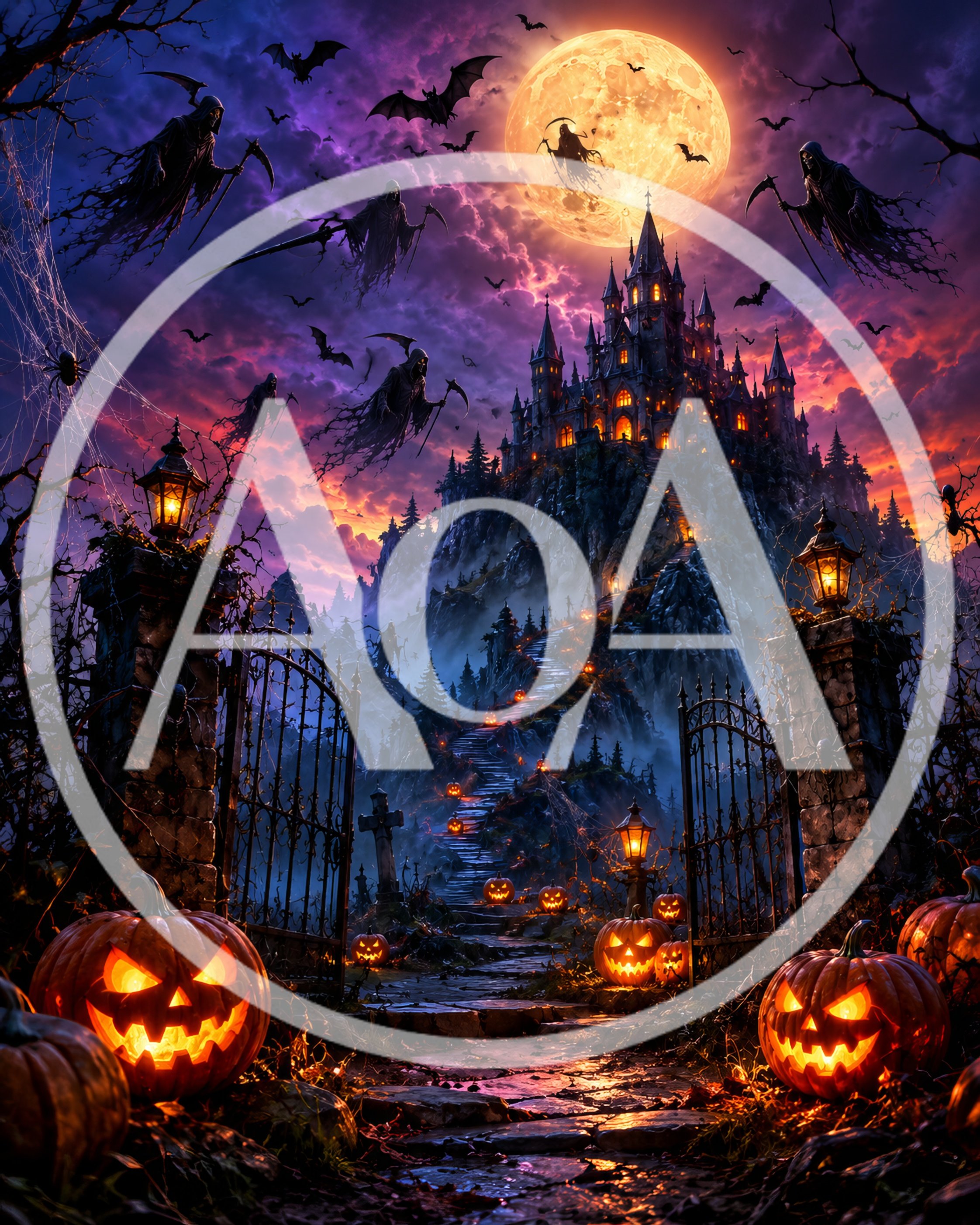 Spooky Halloween Castle With Jack O Lanterns