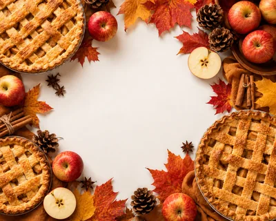 Autumn Apple Pies With Seasonal Decorations