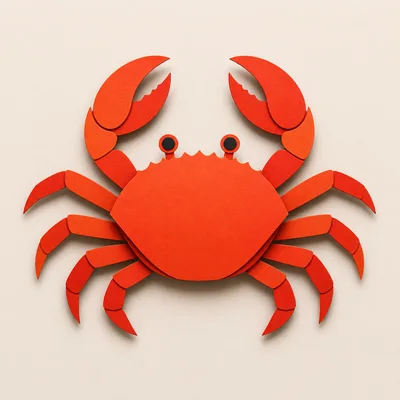 Paper Cutout Red Crab Illustration