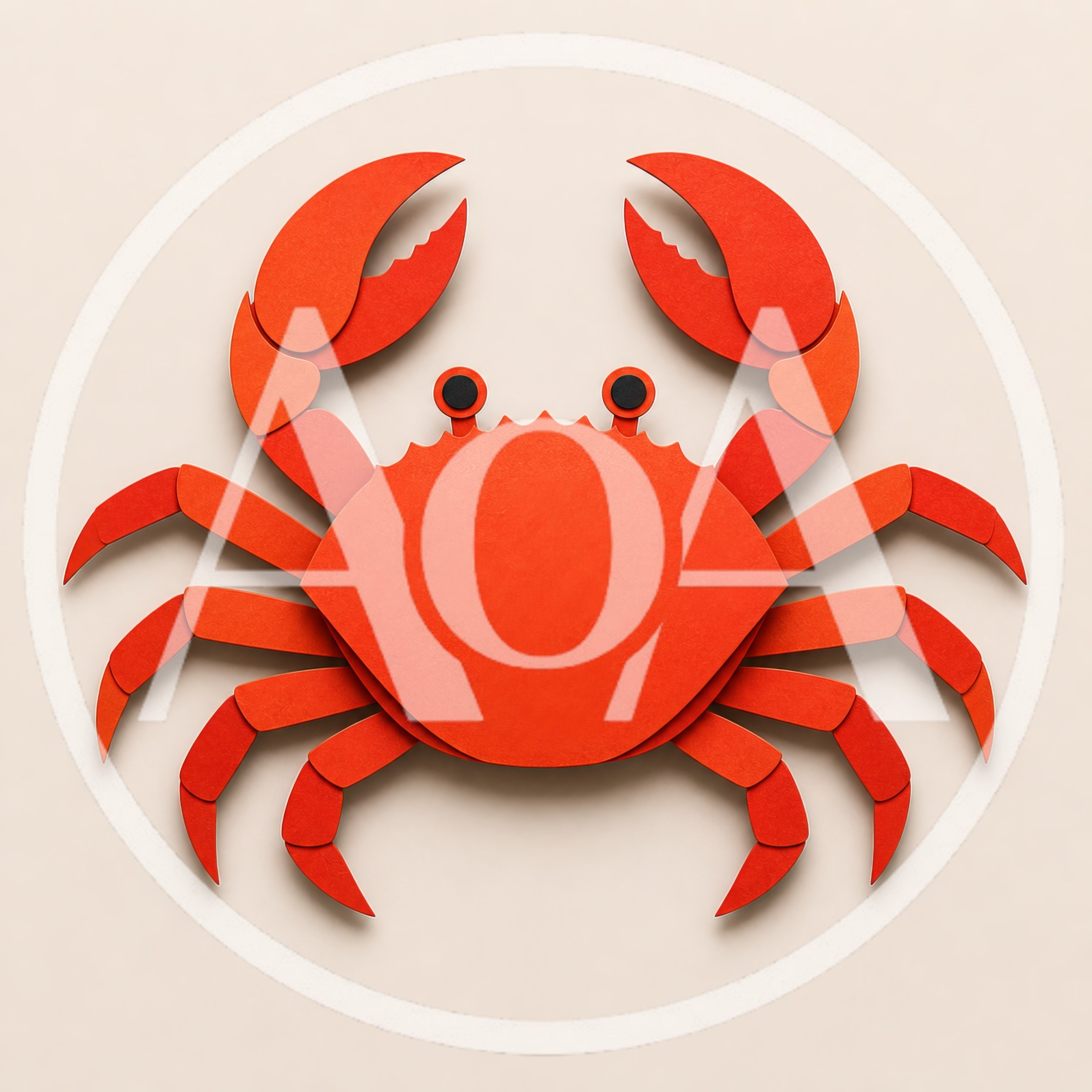 Paper Cutout Red Crab Illustration