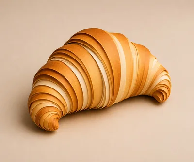 Abstract Layered Paper Art Croissant Sculpture