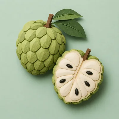 Paper Craft Custard Apple Fruit Illustration