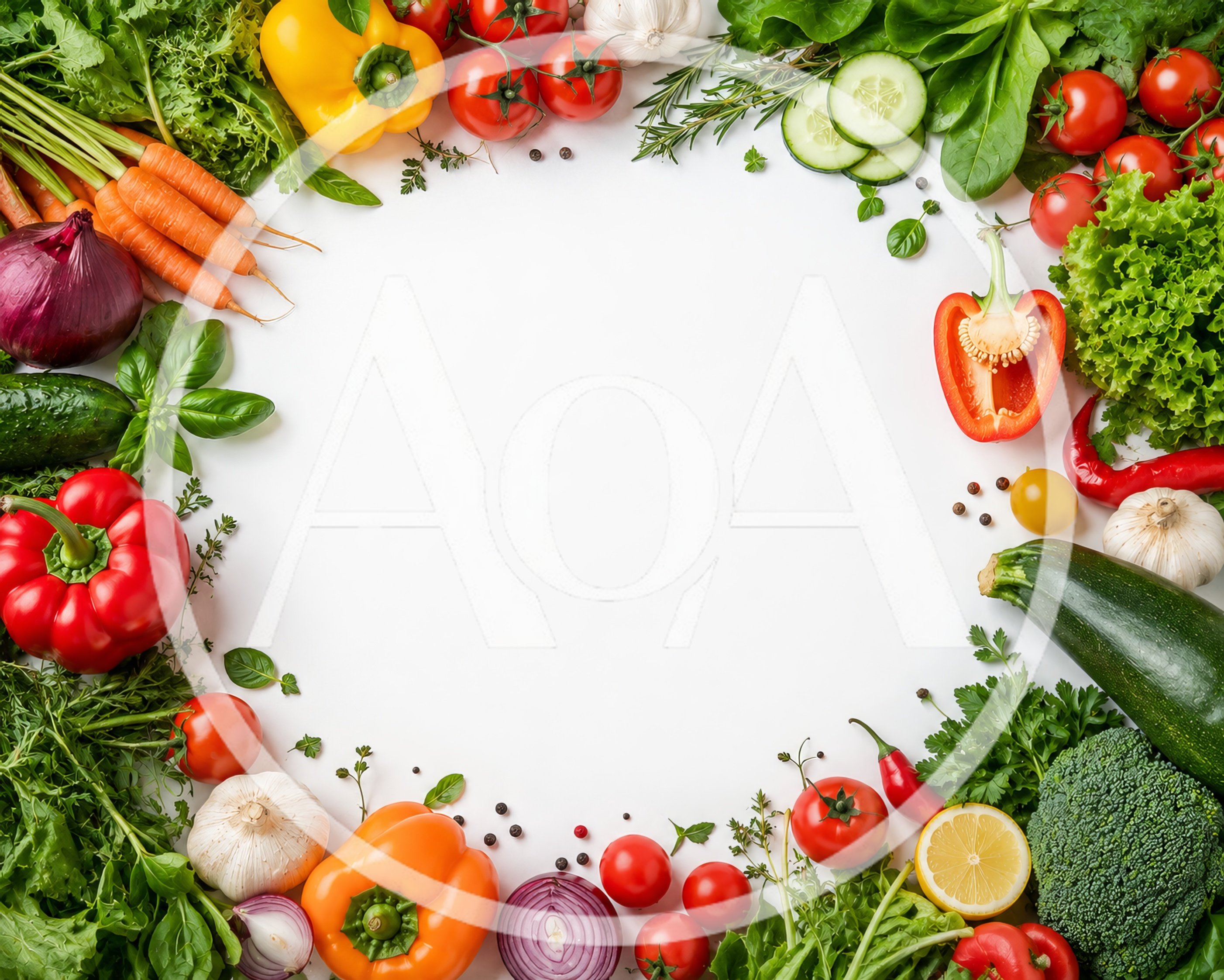 Fresh Organic Vegetables Arranged In A Circular Frame