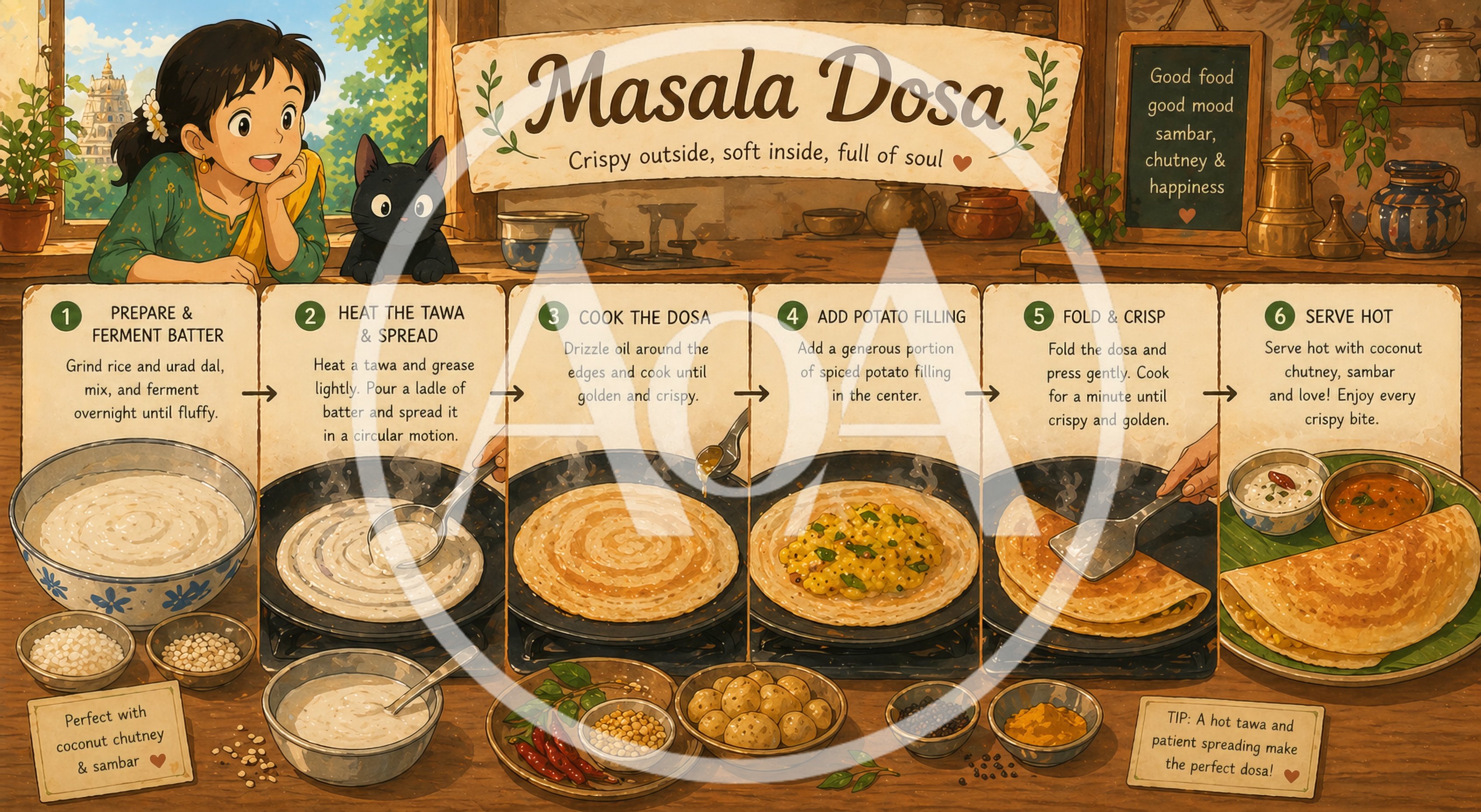 Illustrated Step By Step Masala Dosa Cooking Guide