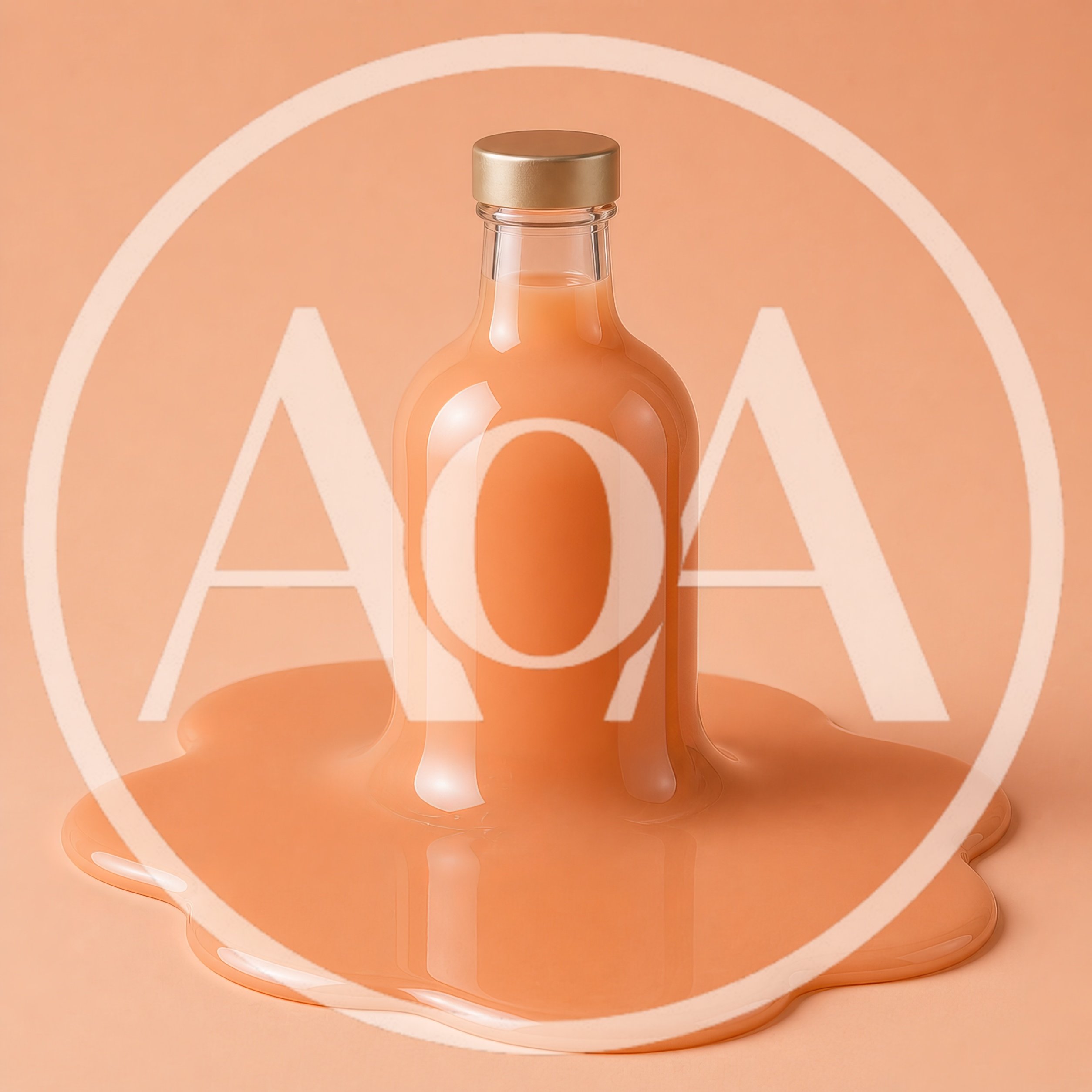 Melting Glass Bottle With Peach Colored Liquid