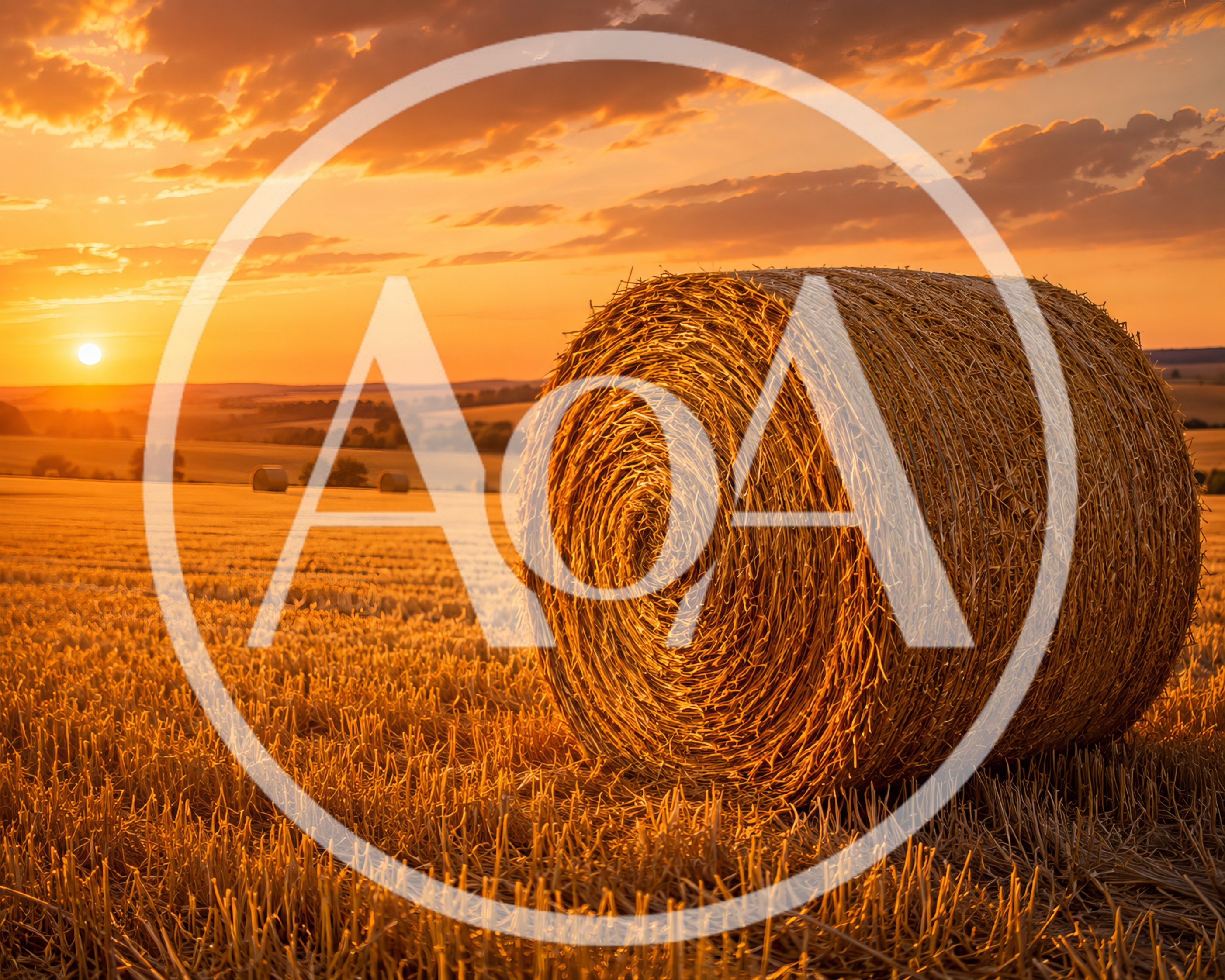 Large Round Hay Bale in Golden Harvest Field