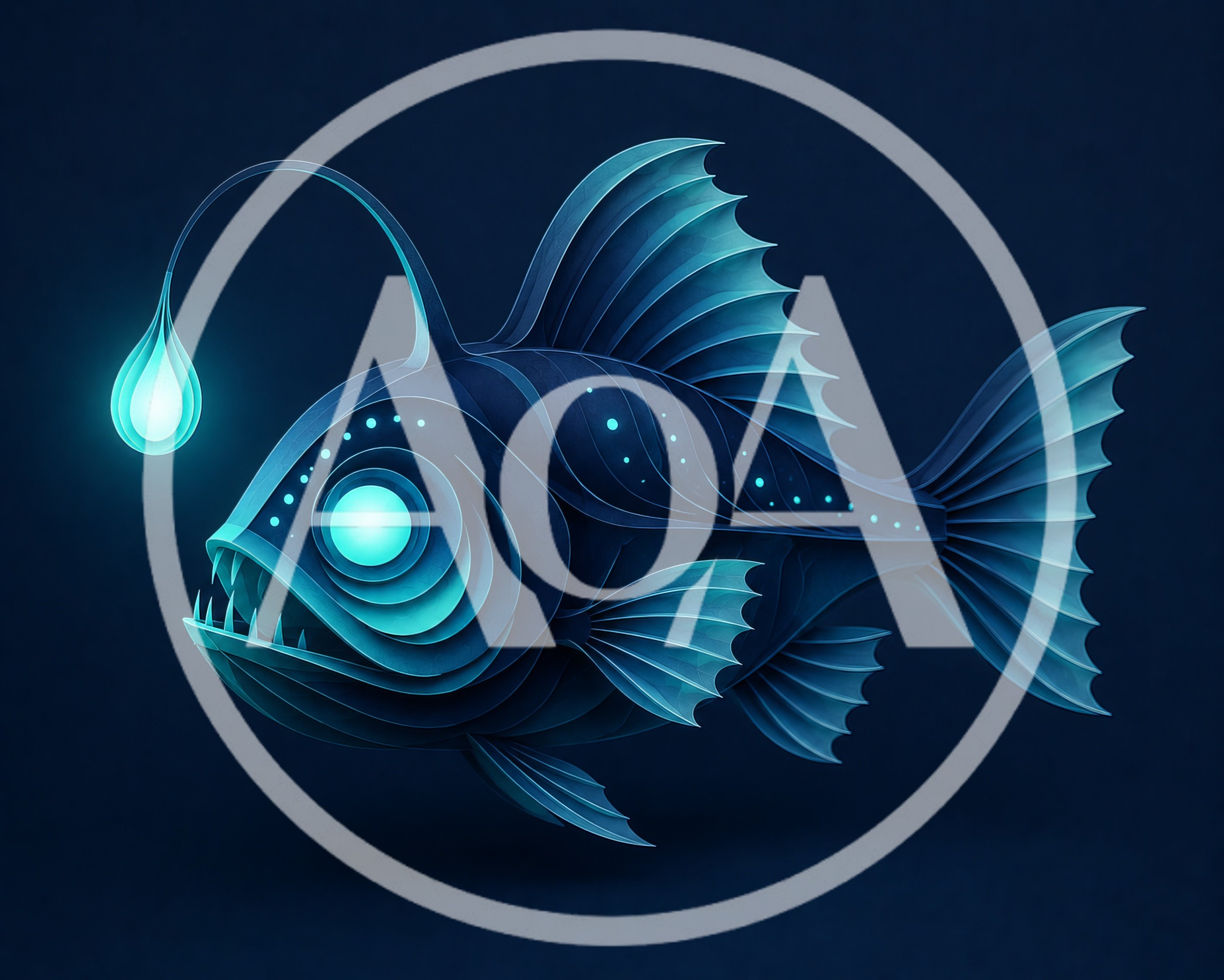 Stylized Paper Cutout Anglerfish With Glowing Bioluminescent Lure