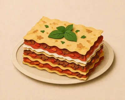 Paper Craft Illustration Of A Layered Lasagna
