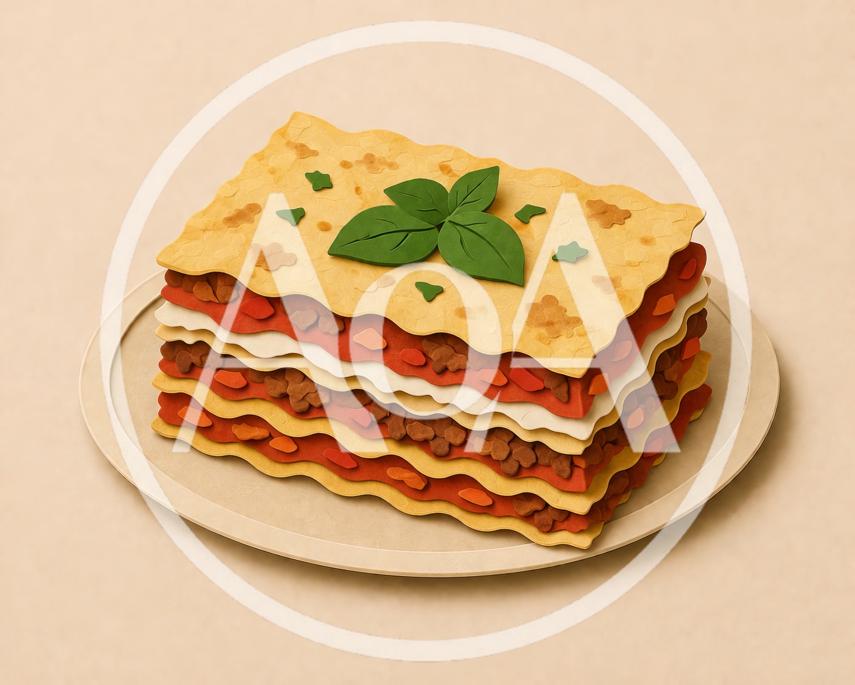 Paper Craft Illustration Of A Layered Lasagna