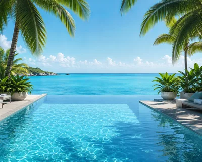 Luxury Infinity Pool Overlooking Tropical Ocean