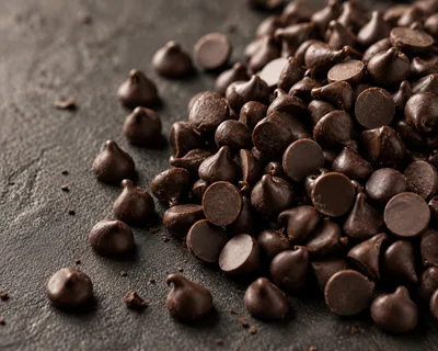 Pile Of Dark Chocolate Chips On Textured Surface