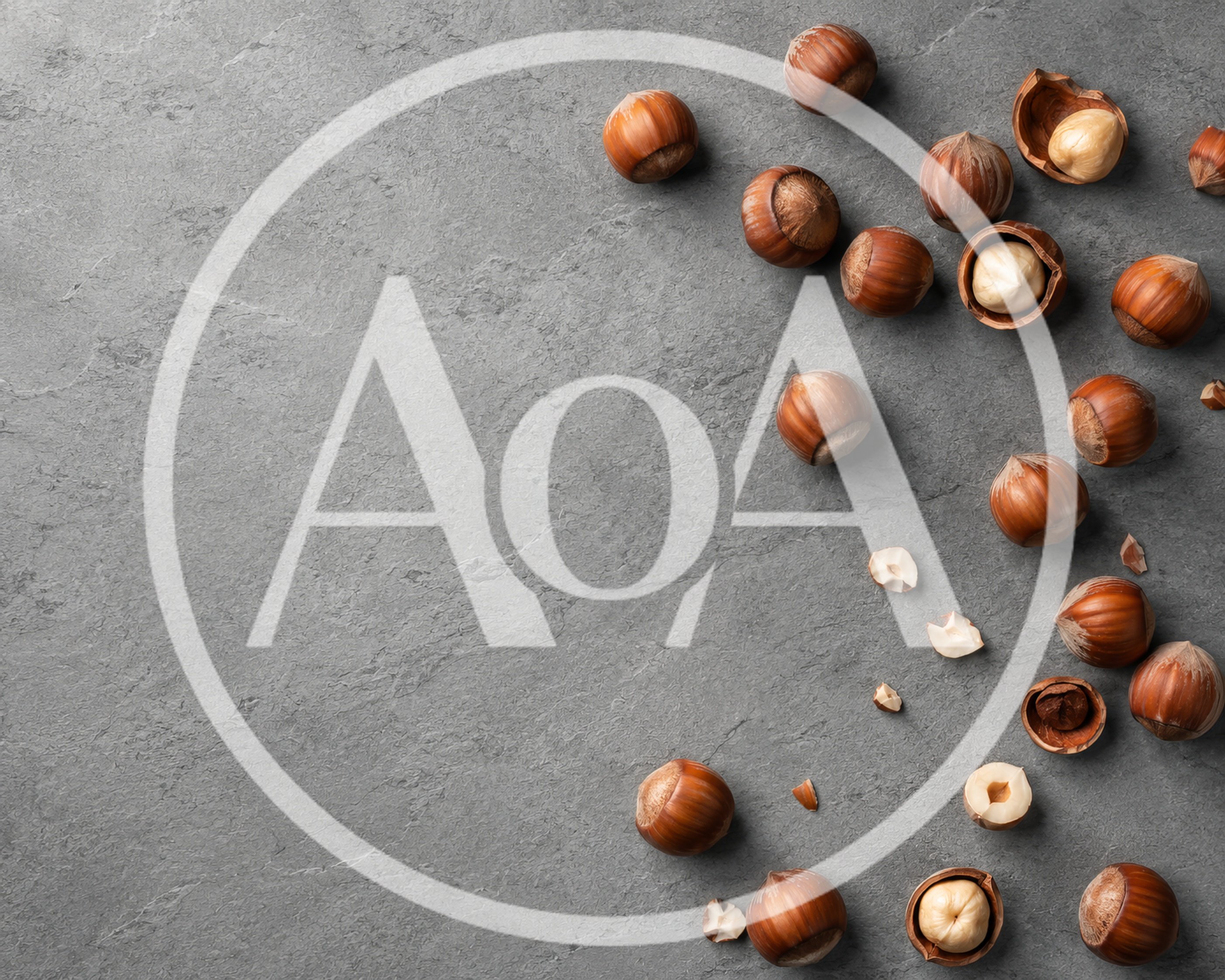 Top View Of Hazelnuts On Grey Stone Surface