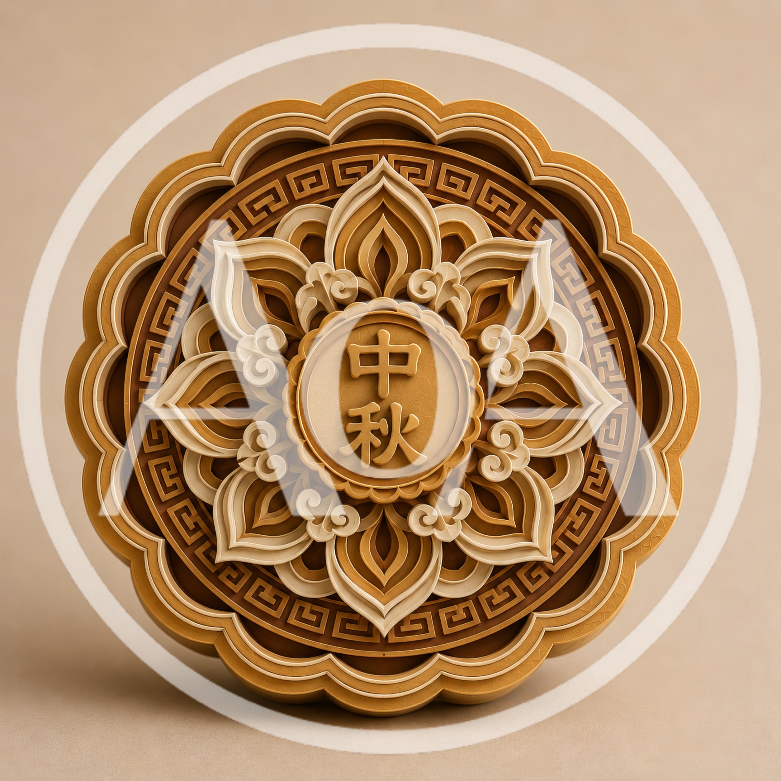 Intricate 3D Carved Mooncake With Mid Autumn Festival Text