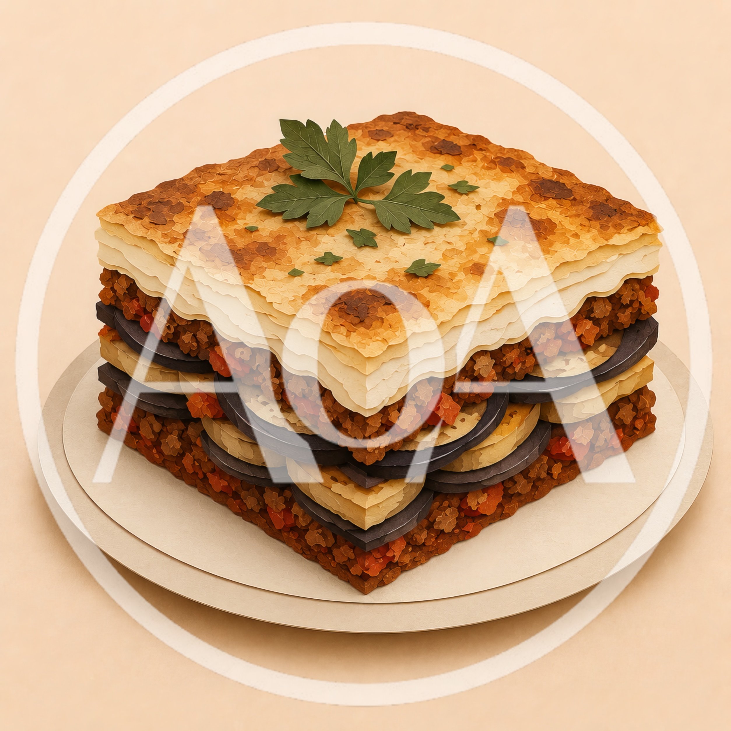 Square Moussaka Portion On A Plate