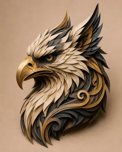 Intricate Paper Quilling Eagle Head Sculpture