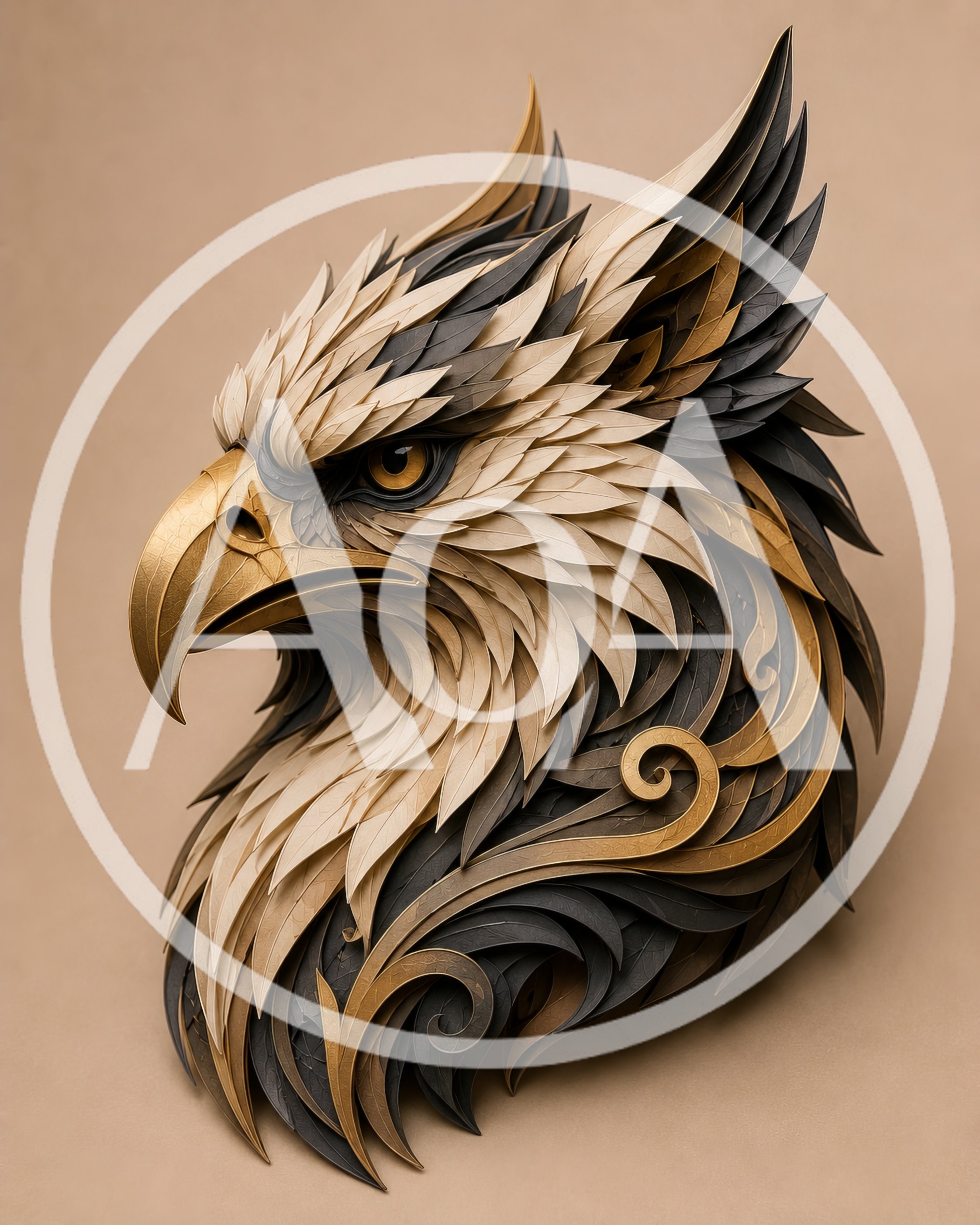 Intricate Paper Quilling Eagle Head Sculpture