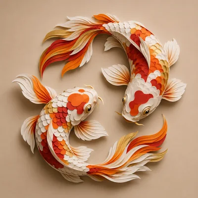 Paper Quilling Art Of Two Koi Fish