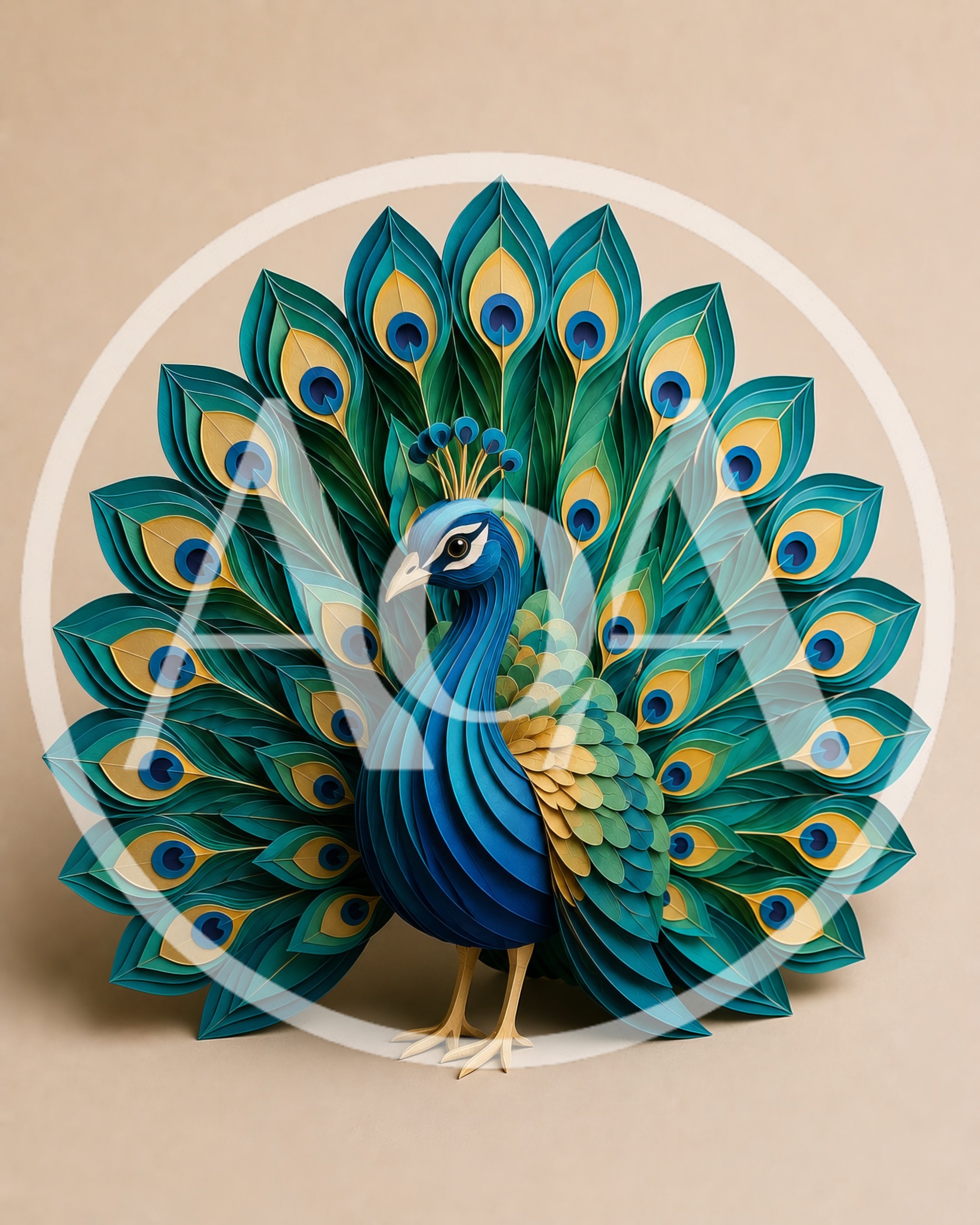Paper Quilling Art Peacock With Spread Feathers