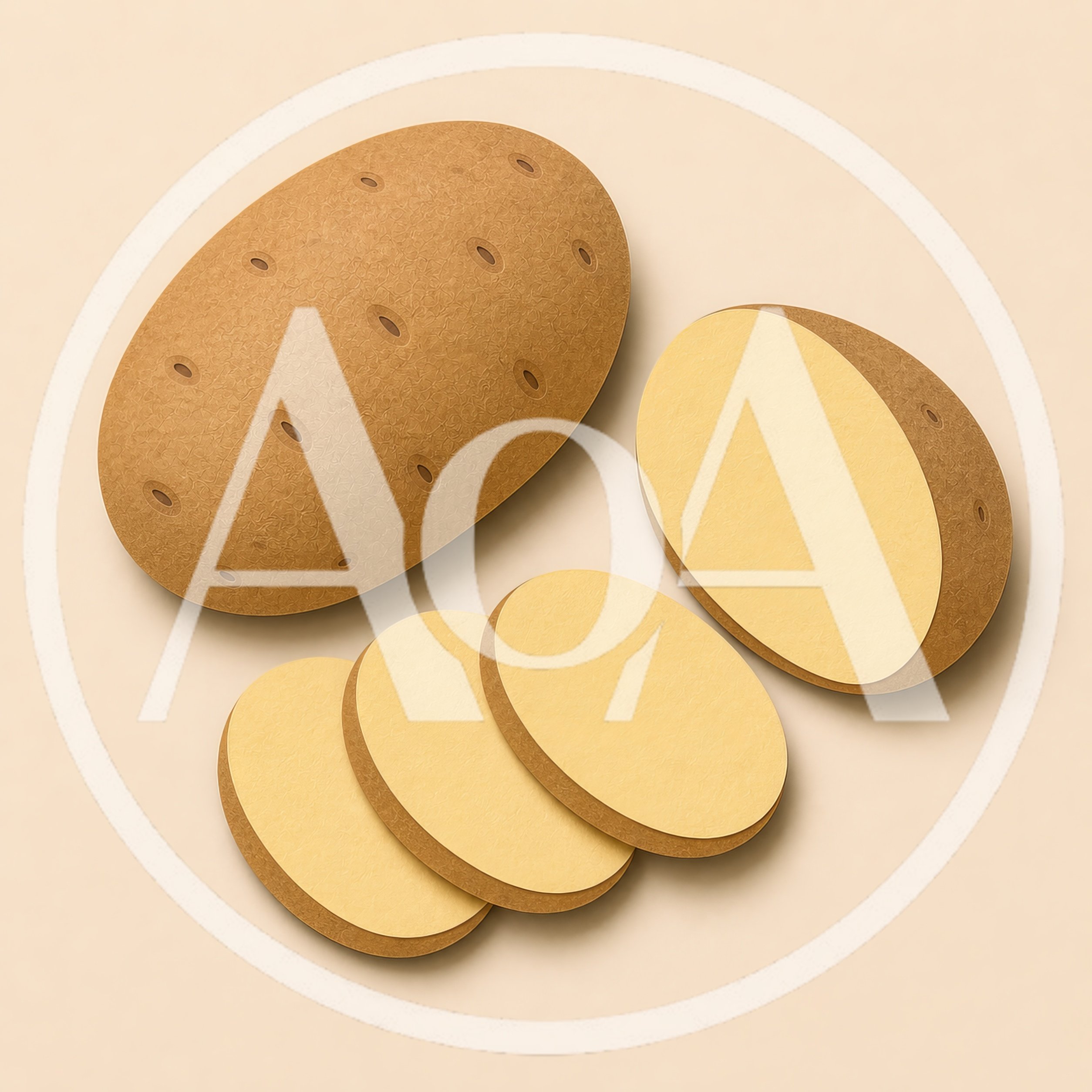 Whole And Sliced Raw Potatoes On Beige Background