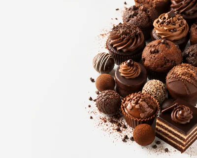 Assorted Gourmet Chocolate Desserts on White Background