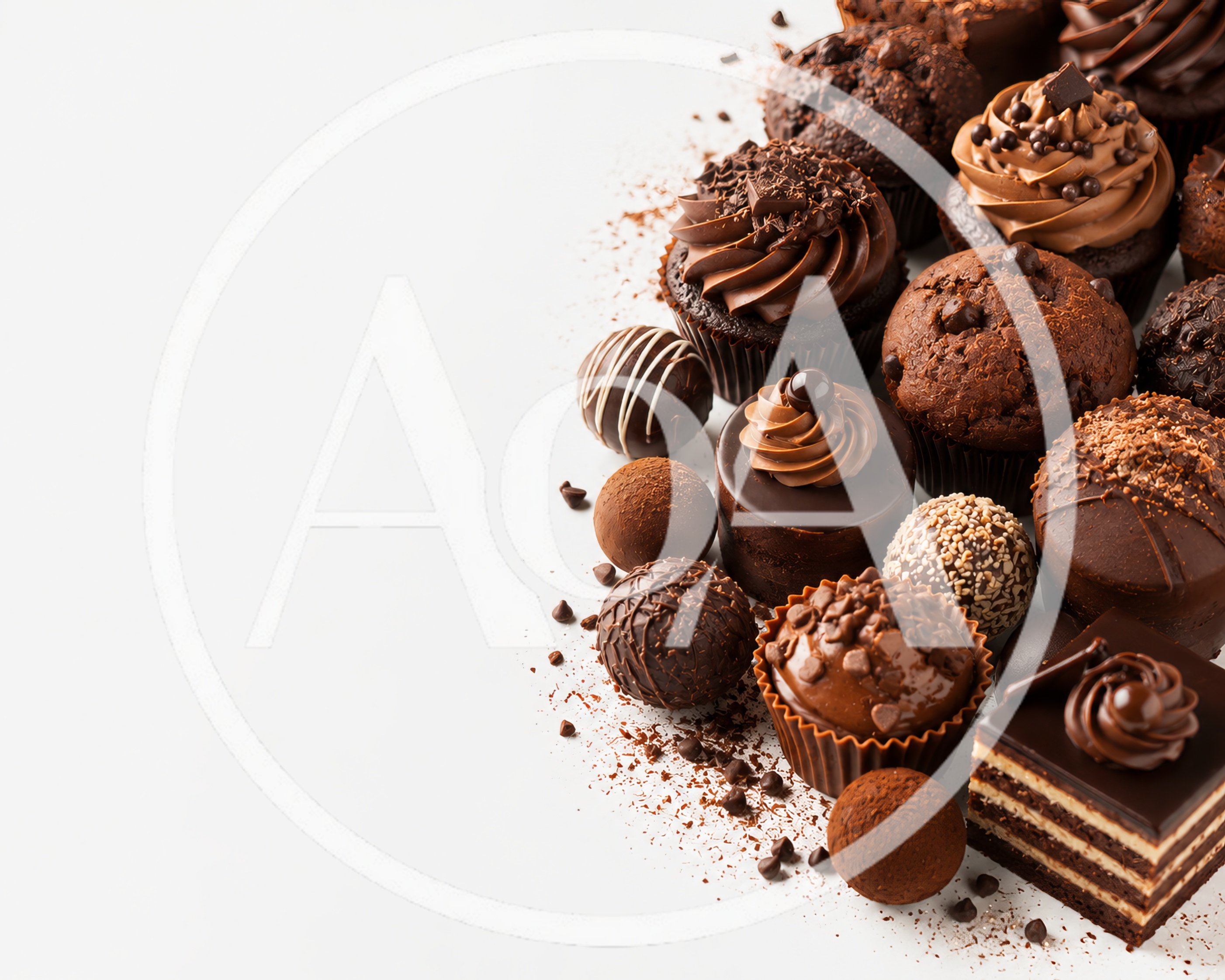 Assorted Gourmet Chocolate Desserts on White Background