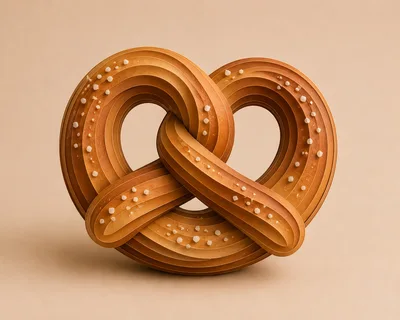Stylized 3D Rendered Pretzel With Salt Crystals