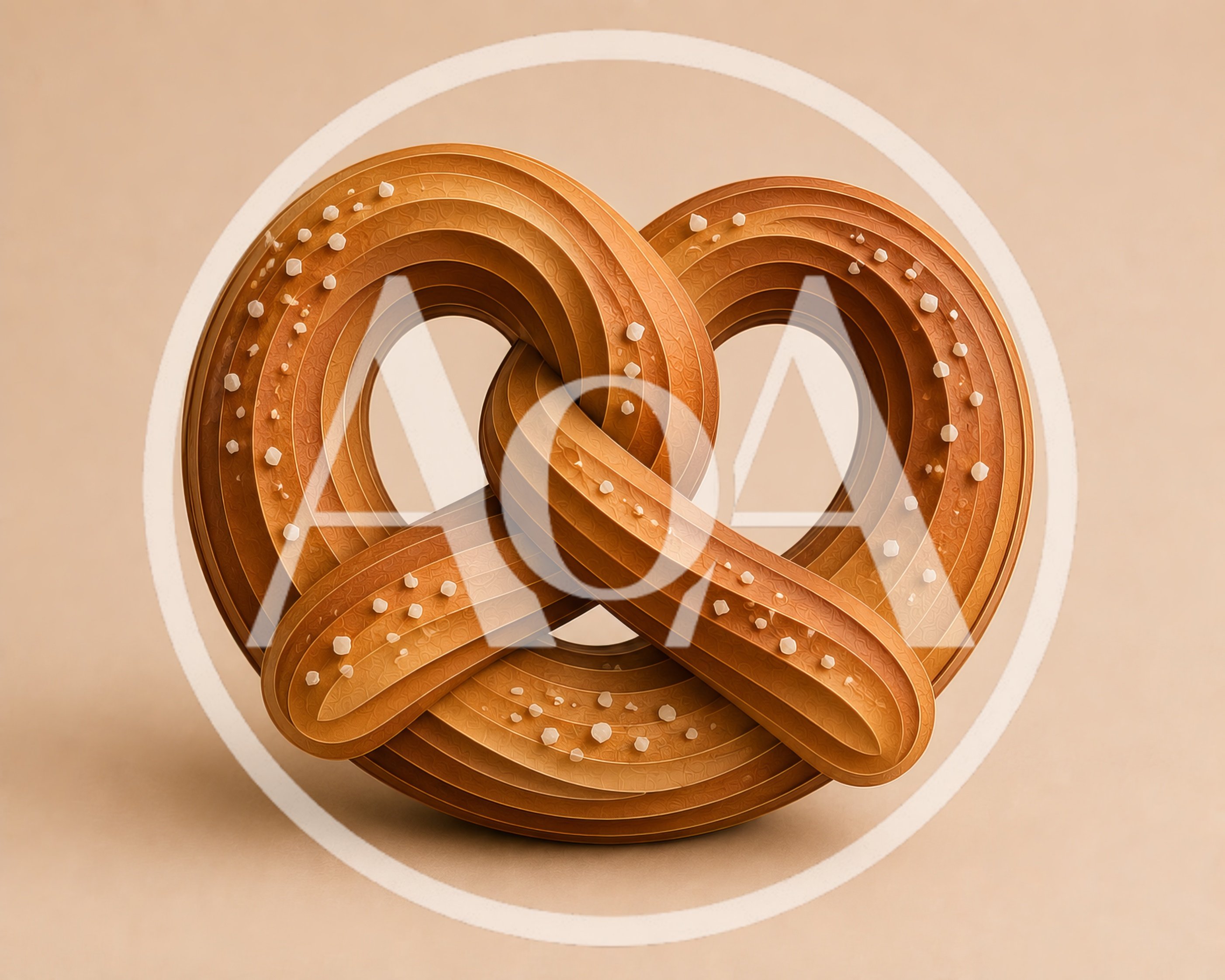 Stylized 3D Rendered Pretzel With Salt Crystals