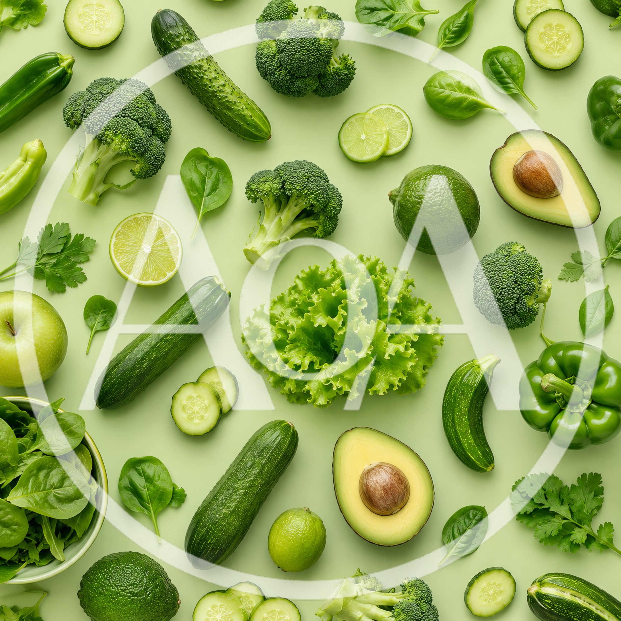 Fresh Green Vegetables And Fruits Flat Lay