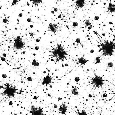 Seamless Pattern Of Black Ink Splatters On White Background
