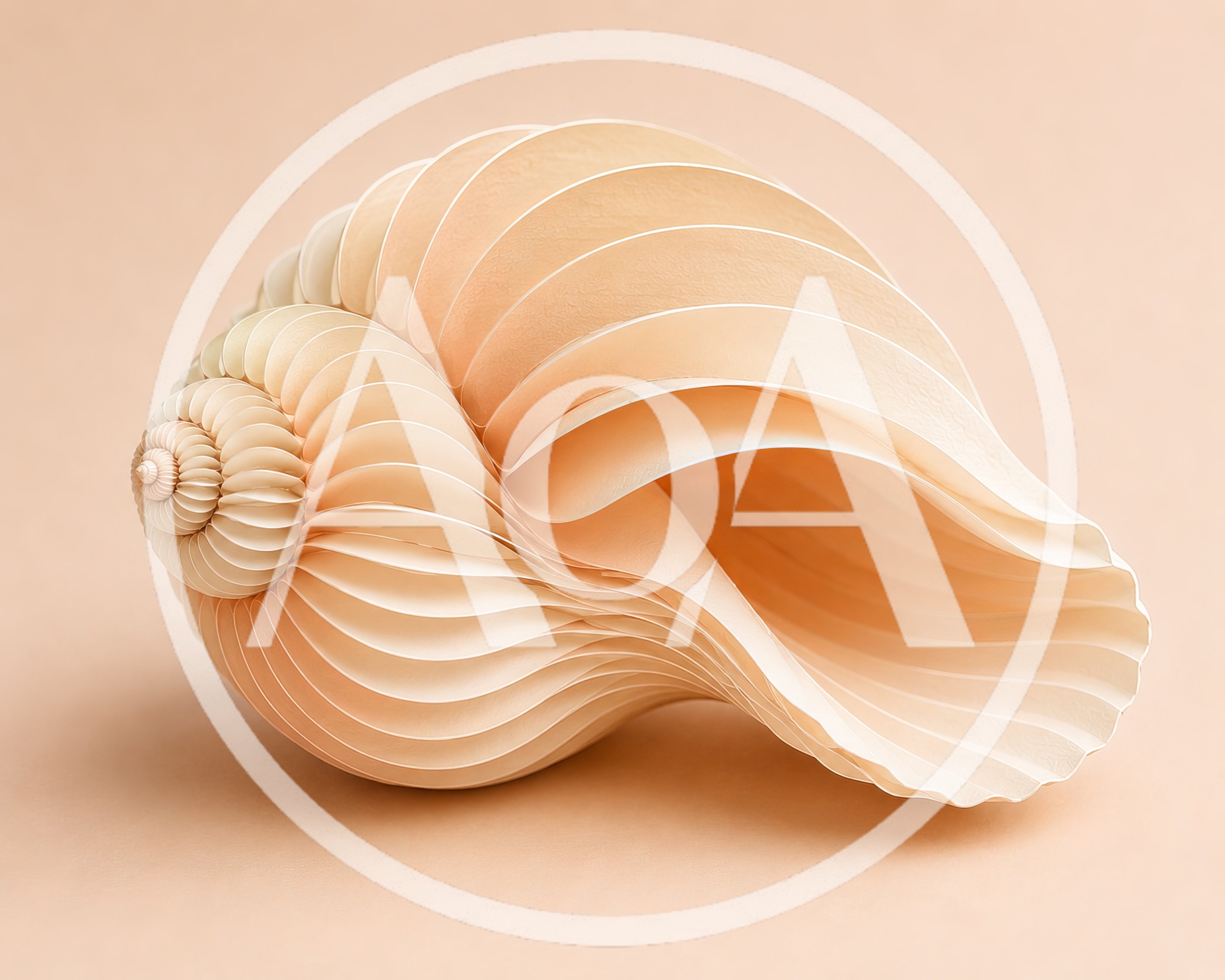 Paper Art Seashell Sculpture on Beige Background