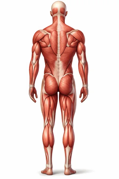 Anatomical Illustration Of Human Muscular System Posterior View