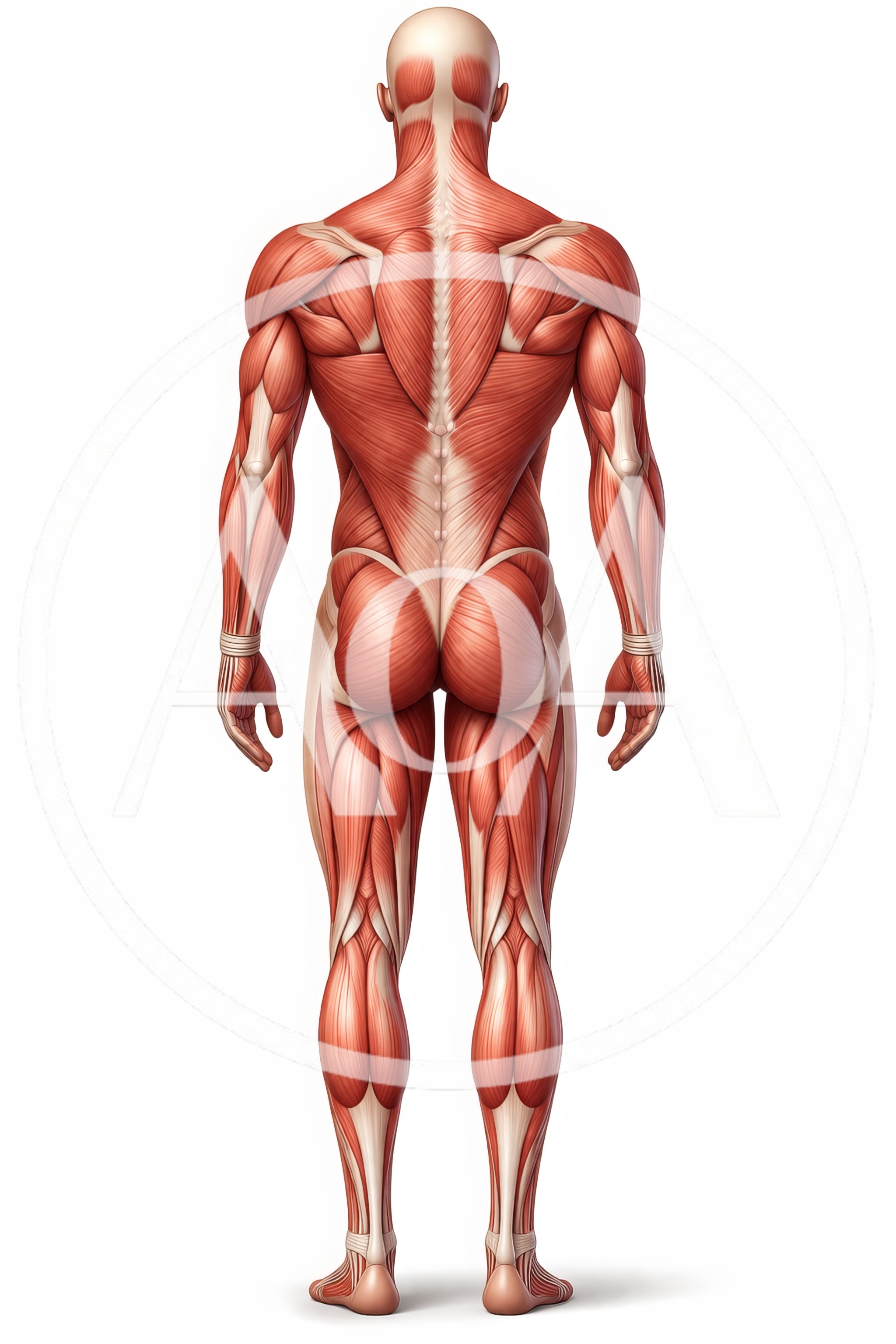 Anatomical Illustration Of Human Muscular System Posterior View