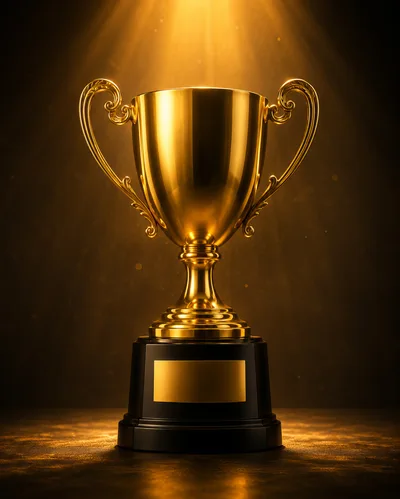 Golden Trophy Cup On A Dark Background