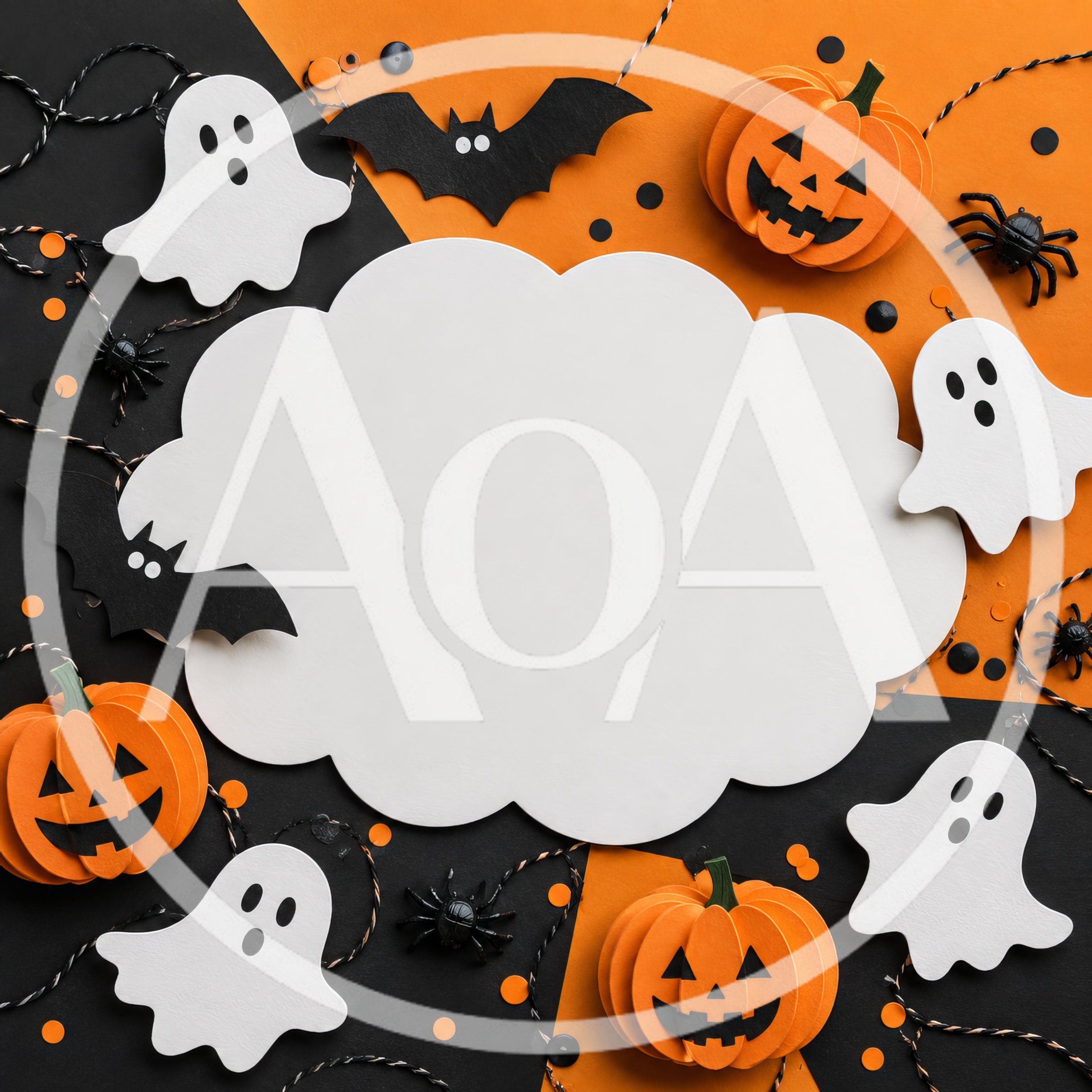 Halloween Flat Lay With Paper Decorations And Copy Space