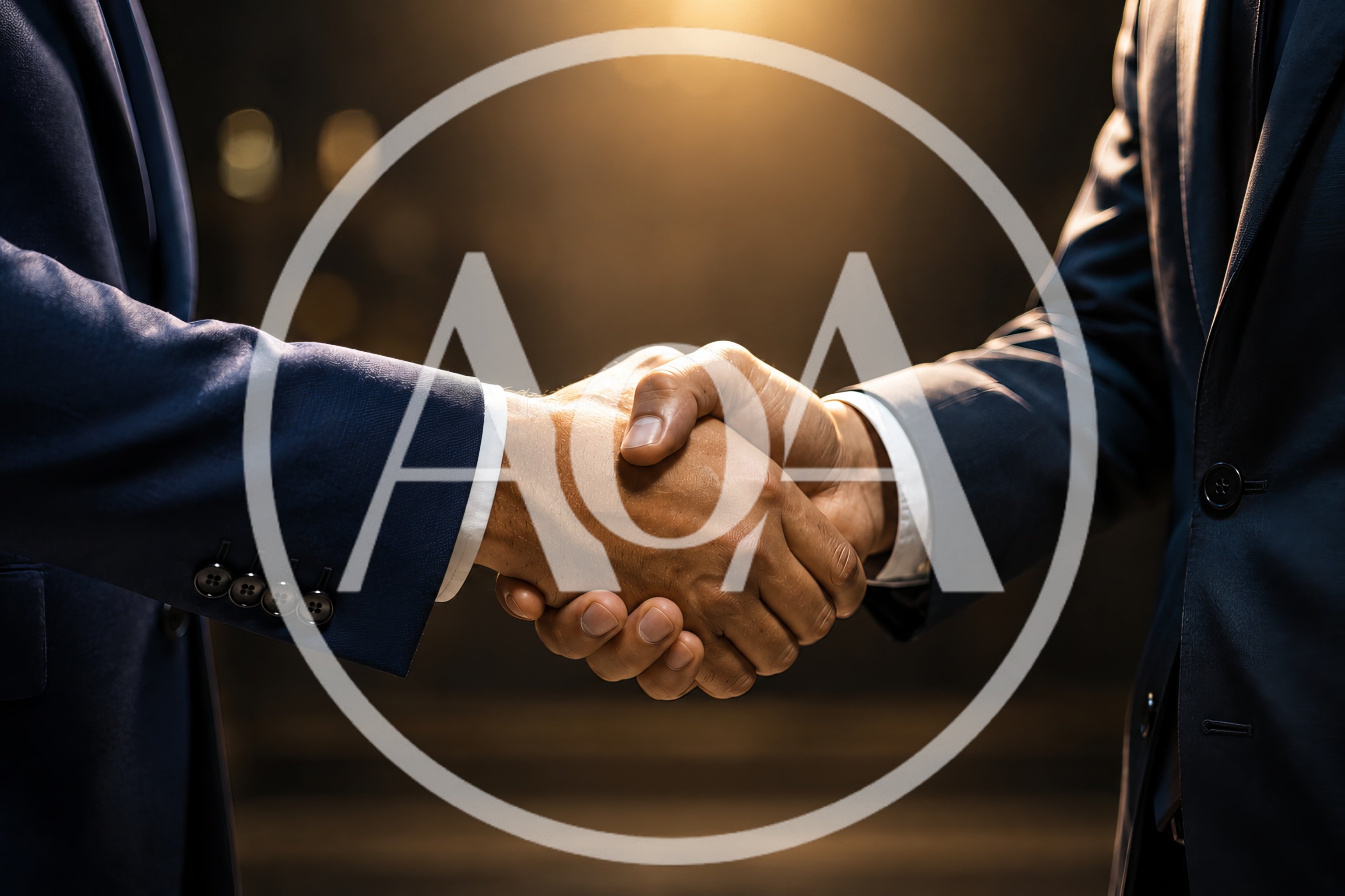 Professional Businessmen Shaking Hands In A Dark Office
