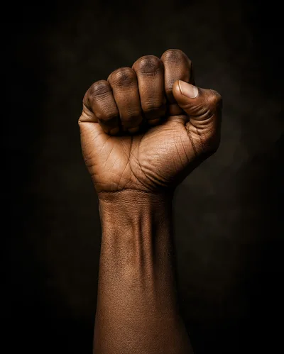 Raised Black Fist Symbolizing Strength And Unity