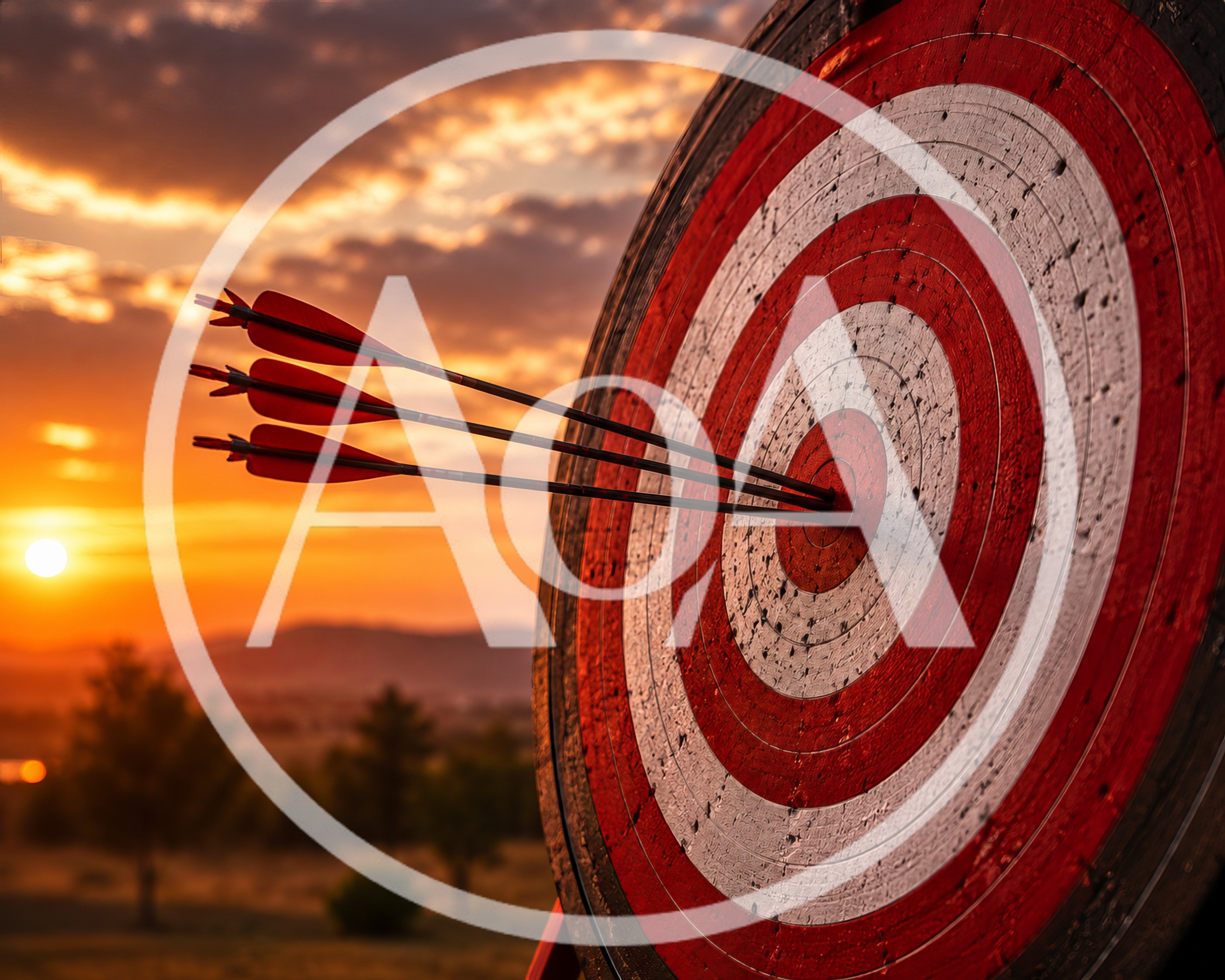 Three Arrows Hitting The Bullseye On Archery Target