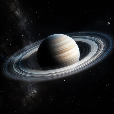 Saturn Planet With Rings In Deep Space
