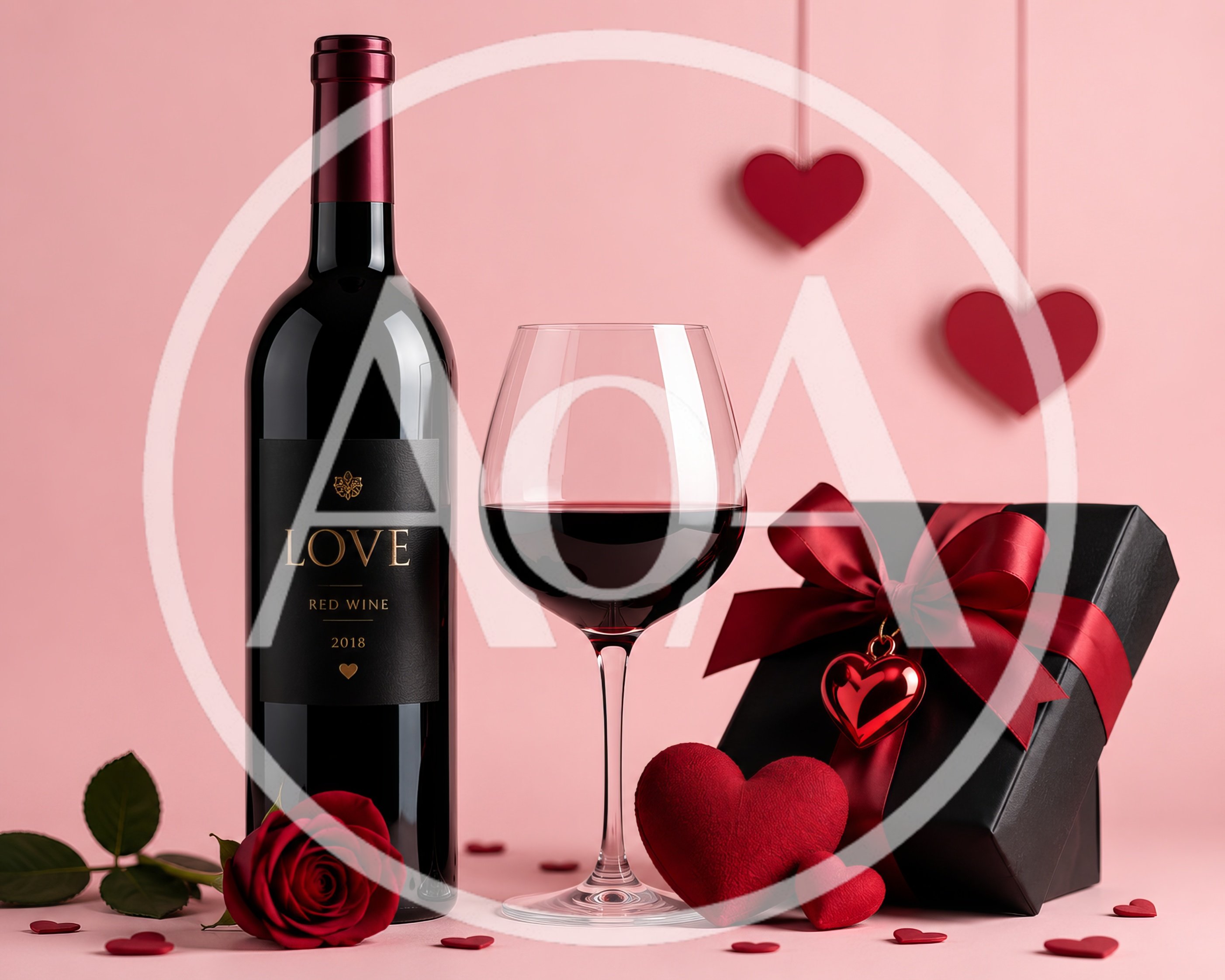 Romantic Valentine Day Wine Gift Set With Red Rose