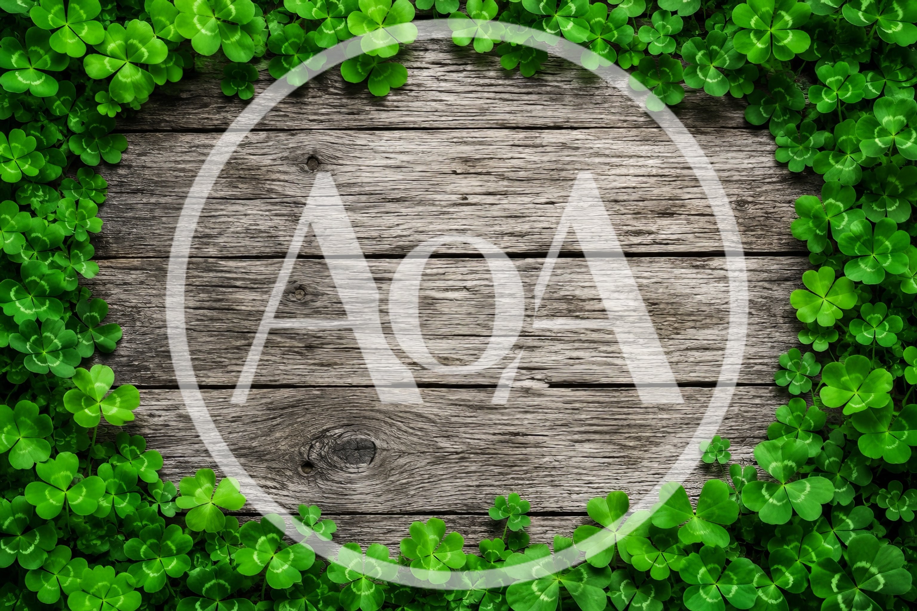 Clover Border Frame on Rustic Wooden Background