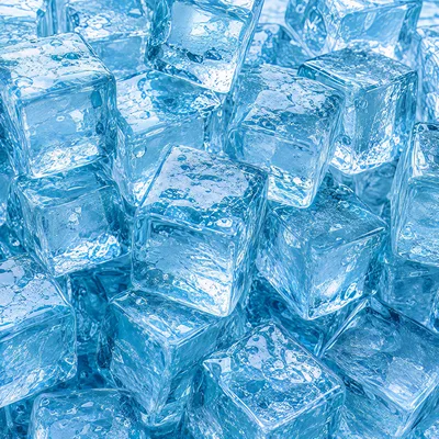 Pile Of Fresh Clear Ice Cubes