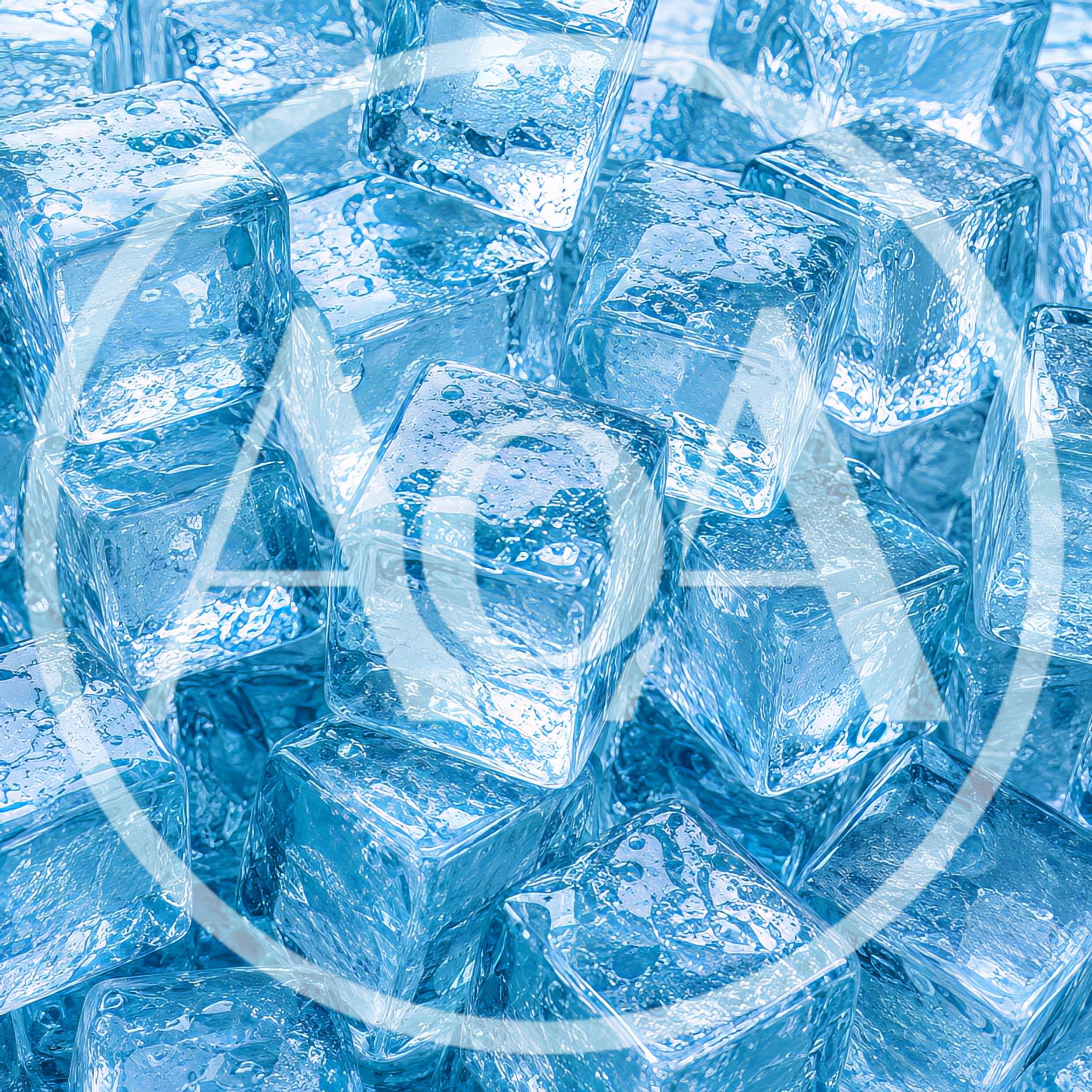 Pile Of Fresh Clear Ice Cubes