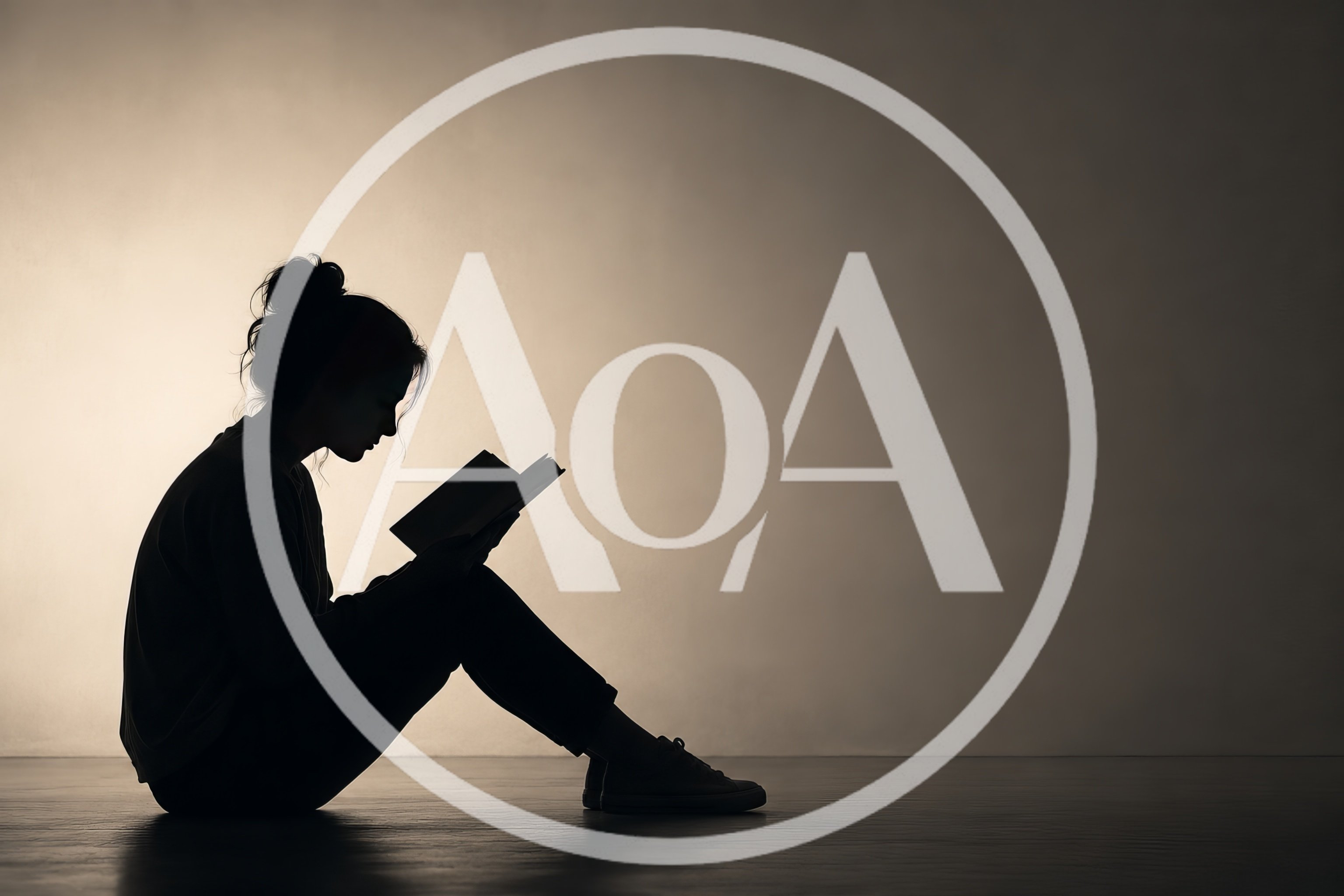 Silhouette Of A Young Woman Reading A Book