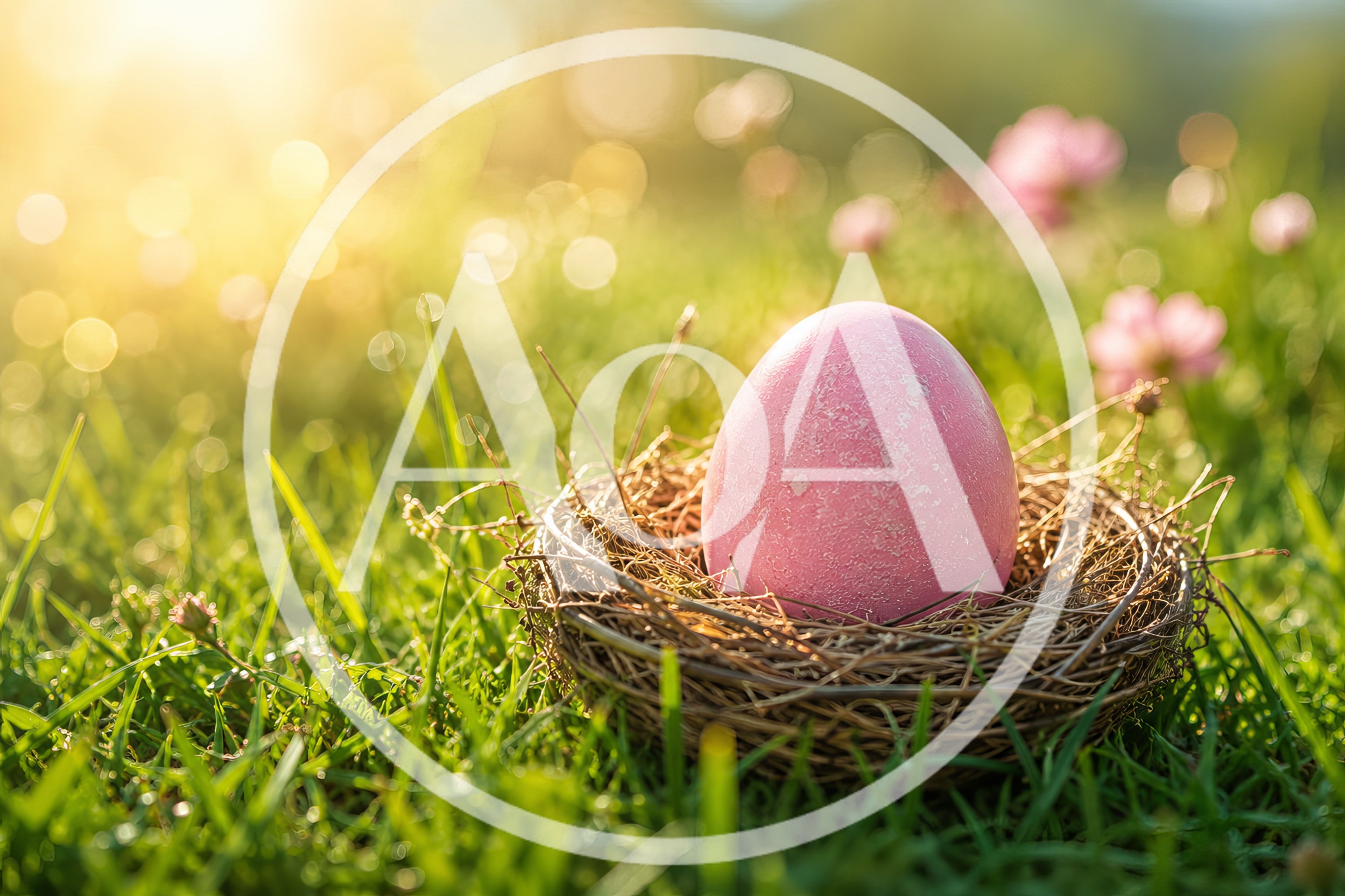 Pink Easter Egg Resting In A Natural Bird Nest