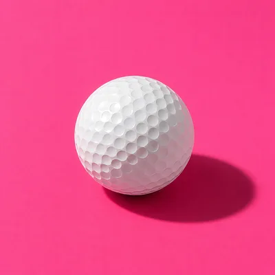 White Golf Ball Isolated On Vibrant Pink Background