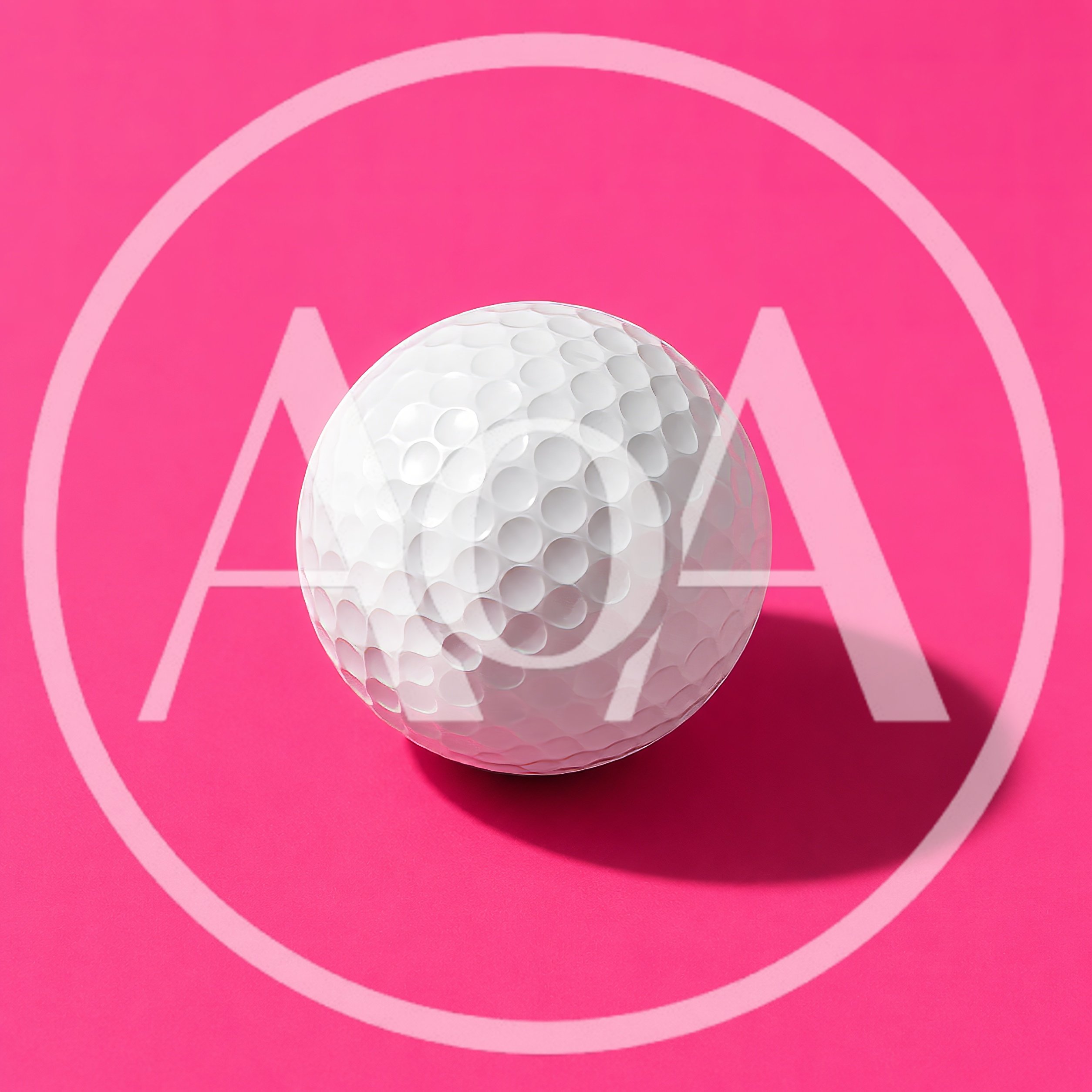 White Golf Ball Isolated On Vibrant Pink Background